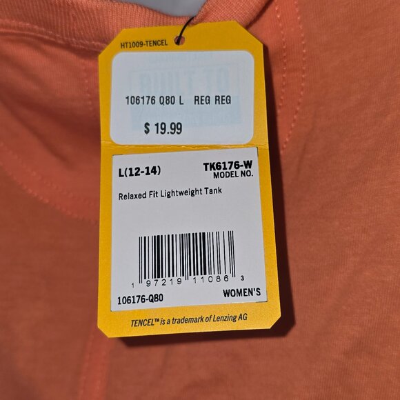 Carhartt Relaxed Fit Lightweight Tank in Fresh Salmon, Women's Size L, NWT - Picture 6 of 7